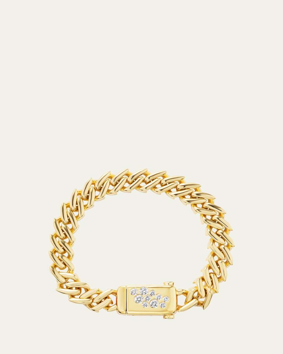 18K Yellow Gold Diamond Curb Chain Bracelet
